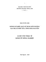 Đánh giá hiệu quả sử dụng đất ruộng tại thị xã phổ yên, tỉnh thái nguyên 