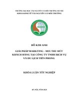 GIẢI PHÁP MARKTING   MIX THU hút KHÁCH HÀNG tại CÔNG TY TNHH DỊCH vụ và DU LỊCH TIÊN PHONG 