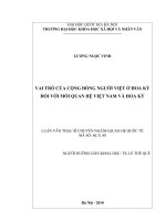 Vai trò của cộng đồng người việt ở hoa kỳ đối với mối quan hệ việt nam và hoa kỳ   