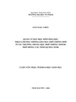 Quản lý dạy học môn hóa học theo chương trình giáo dục phổ thông mới ở các trường trung học phổ thông thành phố móng cái, tỉnh quảng ninh 