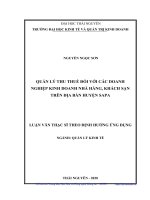 Quản lý thu thuế đối với các doanh nghiệp kinh doanh nhà hàng, khách sạn trên địa bàn huyện sa pa 