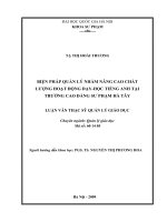 Biện pháp quản lý nhằm nâng cao chất lượng hoạt động dạy   học tiếng anh tại trường cao đẳng sư phạm hà tây 