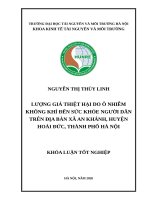 LƯỢNG GIÁ THIỆT hại DO ô NHIỄM KHÔNG KHÍ đến sức KHỎE NGƯỜI dân TRÊN địa bàn xã AN KHÁNH, HUYỆN HOÀI đức, THÀNH PHỐ hà nội 