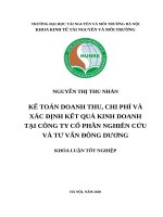 KẾ TOÁN DOANH THU, CHI PHÍ và xác ĐỊNH kết QUẢ KINH DOANH tại CÔNG TY cổ PHẦN NGHIÊN cứu và tư vấn ĐÔNG DƯƠNG 