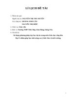 Sử dụng phương pháp dạy học dự án trong môn giáo dục công dân lớp 11 nhằm giúp học sinh nâng cao ý thức bảo vệ môi trường  