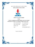 NÂNG CAO HIỆU QUẢ HOẠT ĐỘNG sản XUẤT KINH DOANH của CÔNG TY cổ PHÂN ZADIVI VIỆT NAM 