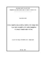 Tăng cường hoạt động thông tin   thư viện tại viện nghiên cứu môi trường và phát triển bền vững   