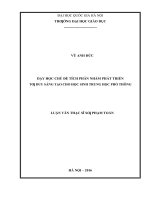 Dạy học chủ đề tích phân nhằm phát triển tư duy sáng tạo cho học sinh trung học phổ thông   