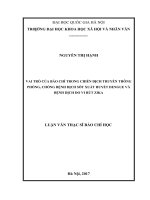 Vai trò của báo chí trong chiến dịch truyền thông phòng, chống bệnh dịch sốt xuất huyết dengue và bệnh dịch do vi rút zika  luận văn ths  báo chí và truyền thông 
