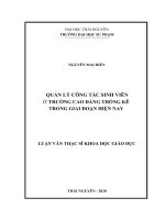 Quản lý công tác sinh viên ở trường cao đẳng thống kê trong giai đoạn hiện nay 
