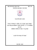 THỰC TRẠNG tư vấn, GIÁO dục sức KHỎE của NGƯỜI BỆNH TĂNG HUYẾT áp tại PHÒNG KHÁM BỆNH VIỆN đại học y hà nội 