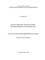 Quản lý nhà nước về đào tạo nghề tại thành phố bắc kạn, tỉnh bắc kạn 
