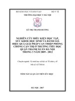 Tóm tắt Luận án tiến sĩ Y học: Nghiên cứu điều kiện học tập, sức khỏe học sinh và đánh giá hiệu quả giải pháp can thiệp phòng chống cận thị ở trường tiểu học quận Thanh Xuân Hà