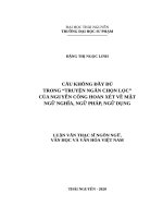 Câu không đầy đủ trong truyện ngắn chọn lọc của nguyễn công hoan xét về mặt ngữ nghĩa, ngữ pháp, ngữ dụng 