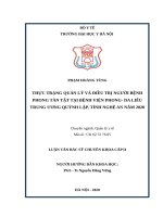 THỰC TRẠNG QUẢN lý và điều TRỊ NGƯỜI BỆNH PHONG tàn tật tại BỆNH VIỆN PHONG  DA LIỄU TRUNG ƯƠNG QUỲNH lập, TỈNH NGHỆ AN năm 2020 