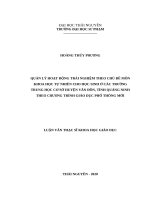 Quản lý hoạt động trải nghiệm theo chủ đề môn khoa học tự nhiên cho học sinh ở các trường trung học cơ sở huyện vân đồn, tỉnh quảng ninh theo chương trình giáo dục phổ thông mới 