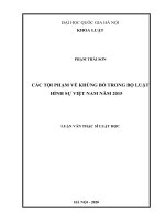 Các tội phạm về khủng bố trong bộ luật hình sự việt nam năm 2015 