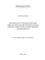 Biện pháp quản lý ứng dụng công nghệ thông tin trong dạy học ở trường cao đẳng nghề công nghệ và nông lâm phú thọ trong giai đoạn hiện nay   