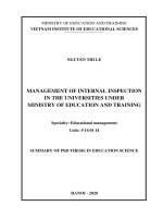 Quản lý hoạt động thanh tra nội bộ trong các trường đại học trực thuộc bộ giáo dục và đào tạo tt tiếng anh 