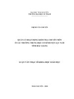 Quản lý hoạt động kiểm tra chuyên môn ở các trường trung học cơ sở huyện lục nam tỉnh bắc giang 
