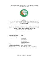 ĐÁNH GIÁ HIỆN TRẠNG PHÁT SINH và đề XUẤT BIỆN PHÁP QUẢN lý CHẤT THẢI rắn SINH HOẠT tại KHU đô THỊ mễ TRÌ – mỹ ĐÌNH 