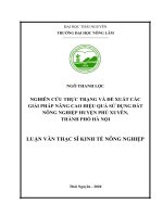 Nghiên cứu thực trạng và đề xuất các giải pháp nâng cao hiệu quả sử dụng đất nông nghiệp huyện phú xuyên, thành phố hà nội 