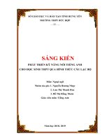 phát triển kỹ năng nói tiếng anh cho học sinh thpt qua hình thức câu lạc bộ 