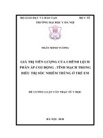 GIÁ TRỊ TIÊN LƯỢNG của CHÊNH LỆCH PHÂN áp CO2 ĐỘNG –TĨNH MẠCH TRONG điều TRỊ sốc NHIỄM TRÙNG ở TRẺ EM 