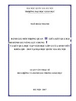 Đánh giá mối tương quan giữa kết quả bài thi đánh giá năng lực chung và kết quả học tập năm học lớp 12 của sinh viên khóa QH – 2015 tại đại học quốc gia hà nội  