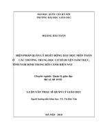 Biện pháp quản lý hoạt động dạy học môn toán ở các trường trung học cơ sở huyện nam trực, tỉnh nam định trong bối cảnh hiện nay   