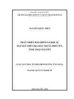Phát triển bảo hiểm xã hội tự nguyện trên địa bàn thị xã phổ yên, tỉnh thái nguyên 