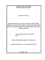 Biện pháp quản lý việc ứng dụng công nghệ thông tin và truyền thống trong dạy học môn địa lý ở trường trung học phổ thông văn lãng, tỉnh lạng sơn   
