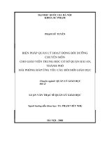 Biện pháp quản lý hoạt động bồi dưỡng chuyên môn cho giáo viên trung học cơ sở quận hải an, thành phố hải phòng đáp ứng yêu cầu đổi mới giáo dục   