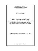 Quản lý dạy học môn hóa học theo chương trình giáo dục phổ thông mới ở các trường trung học phổ thông thành phố móng cái, tỉnh quảng ninh 