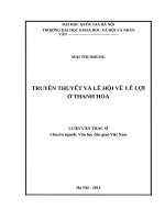 Truyền thuyết và lễ hội về lê lợi ở thanh hóa 