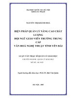 Biện pháp quản lý đội ngũ giáo viên trường trung cấp văn hóa nghệ thuật yên bái trong giai đoạn hiện nay   