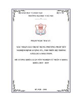 XÁC NHẬN GIÁ TRỊ sử DỤNG PHƯƠNG PHÁP xét NGHIỆM ĐỊNH LƯỢNG FT4, TSH TRÊN hệ THỐNG ATELLICA SOLUTION 