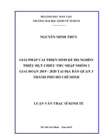 Giải pháp cải thiện sinh kế hộ nghèo thiếu hụt chiều thu nhập nhóm 2 giai đoạn 2019 – 2020 tại địa bàn quận 3 thành phố hồ chí minh 