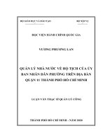 Quản lý nhà nước về hộ tịch của ủy ban nhân dân phường trên địa bàn quận 11, thành phố hồ chí minh 