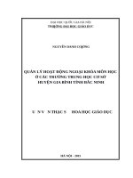 Quản lý hoạt động ngoại khóa môn học ở  trường THCS huyện gia bình  tỉnh bắc ninh 
