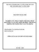 Tóm tắt Luận án Tiến sĩ Toán học: Nghiên cứu phát triển phương pháp khai phá luật kết hợp mờ biểu thị bằng thông tin ngôn ngữ và ứng dụng