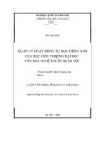 Quản lý hoạt động tự học tiếng anh của học viên trường đại học văn hóa nghệ thuật quân đội   