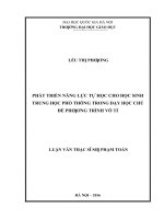 Phát triển năng lực tự học cho học sinh trung học phổ thông trong dạy học chủ đề phương trình vô tỉ   