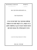 Cải cách thủ tục hành chính theo cơ chế một cửa, một cửa liên thông tại ủy ban nhân dân huyện đắk tô, tỉnh kon tum 
