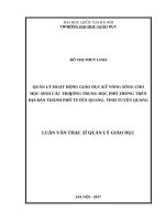 Quản lý hoạt động giáo dục kỹ năng sống cho học sinh các trường trung học phổ thông trên địa bàn thành phố tuyên quang, tỉnh tuyên quang 