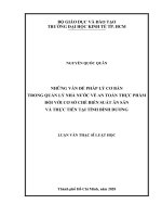 Những vấn đề pháp lý cơ bản trong quản lý nhà nước về an toàn thực phẩm đối với cơ sở chế biến suất ăn sẵn và thực tiễn tại tỉnh bình dương 
