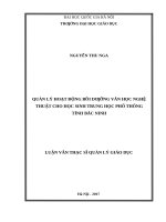 Quản lý hoạt động bồi dưỡng văn học nghệ thuật cho học sinh trung học phổ thông tỉnh bắc ninh 