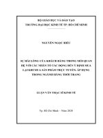 Sự hài lòng của khách hàng trong mối quan hệ với các nhân tố tác động đến ý định mua lại khi mua sản phẩm trực tuyến  áp dụng trong ngành hàng thời trang 