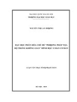 Dạy học phân hóa chủ đề phương pháp tọa độ trong không gian hình học 12 ban cơ bản 