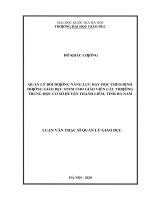 Quản lý bồi dưỡng năng lực dạy học theo định hướng giáo dục STEM cho giáo viên các trường trung học cơ sở huyện thanh liêm, tỉnh hà nam 